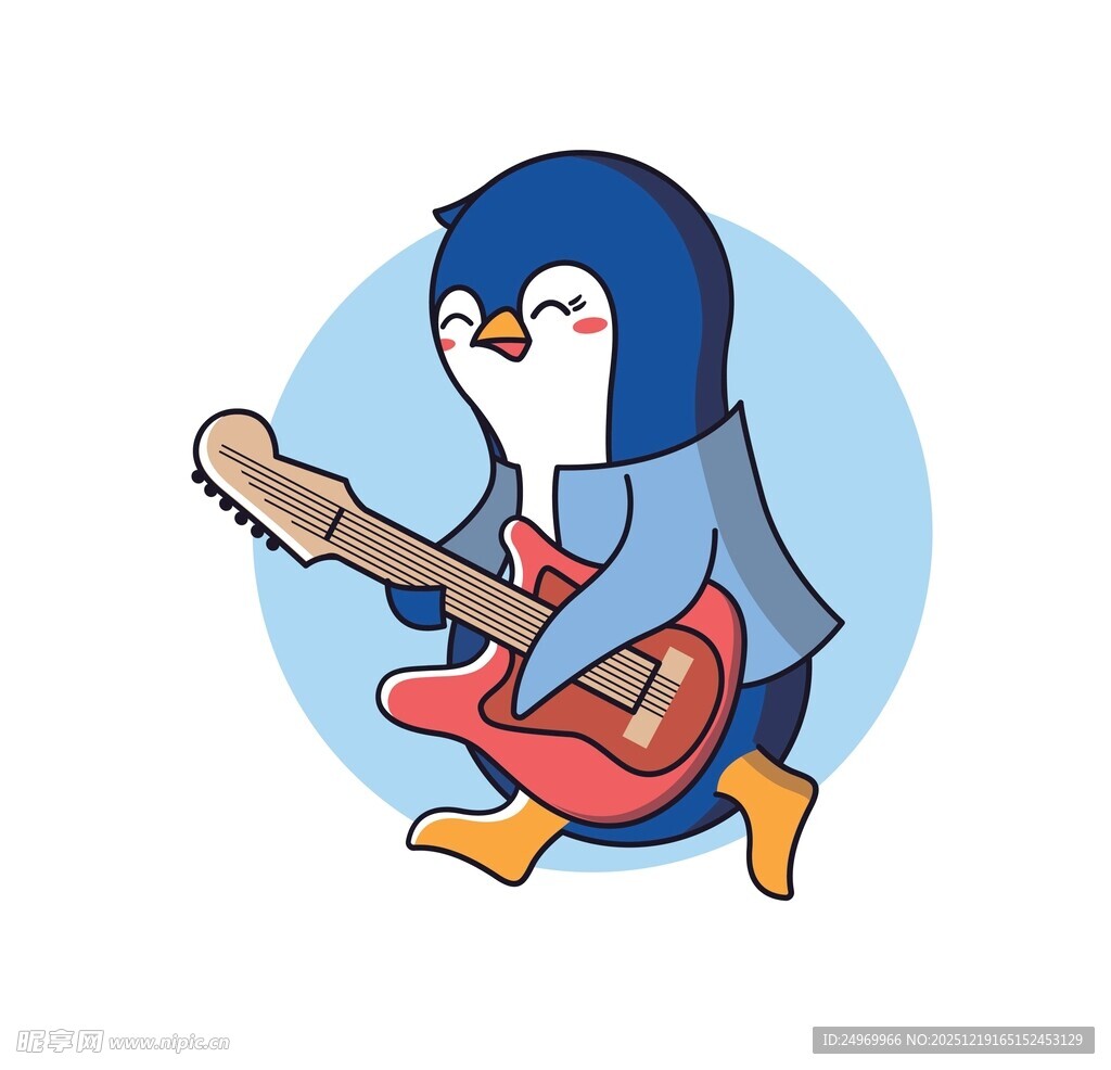 弹吉他的可爱企鹅