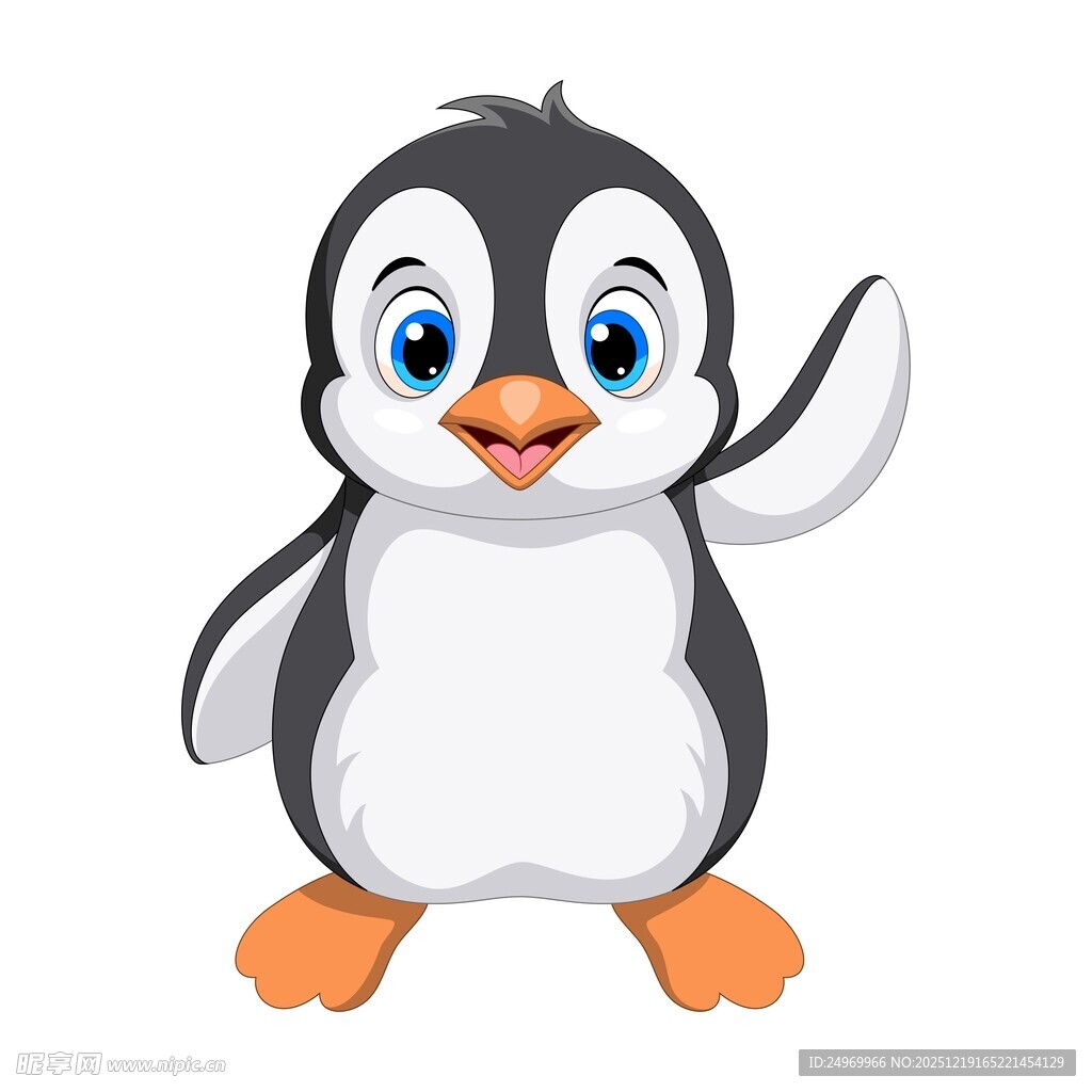 挥手的可爱小企鹅