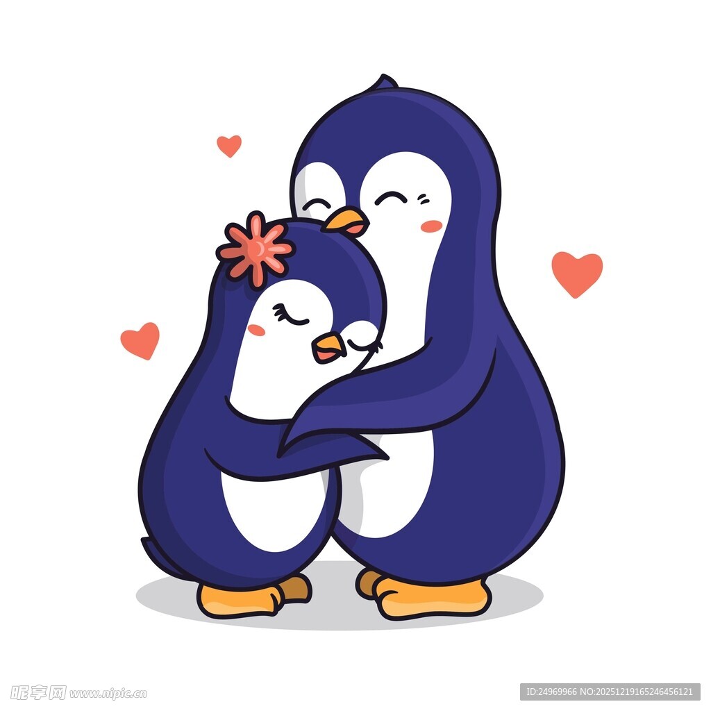 企鹅一家温馨拥抱