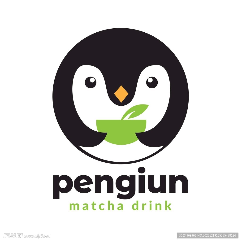 企鹅抹茶饮品标志