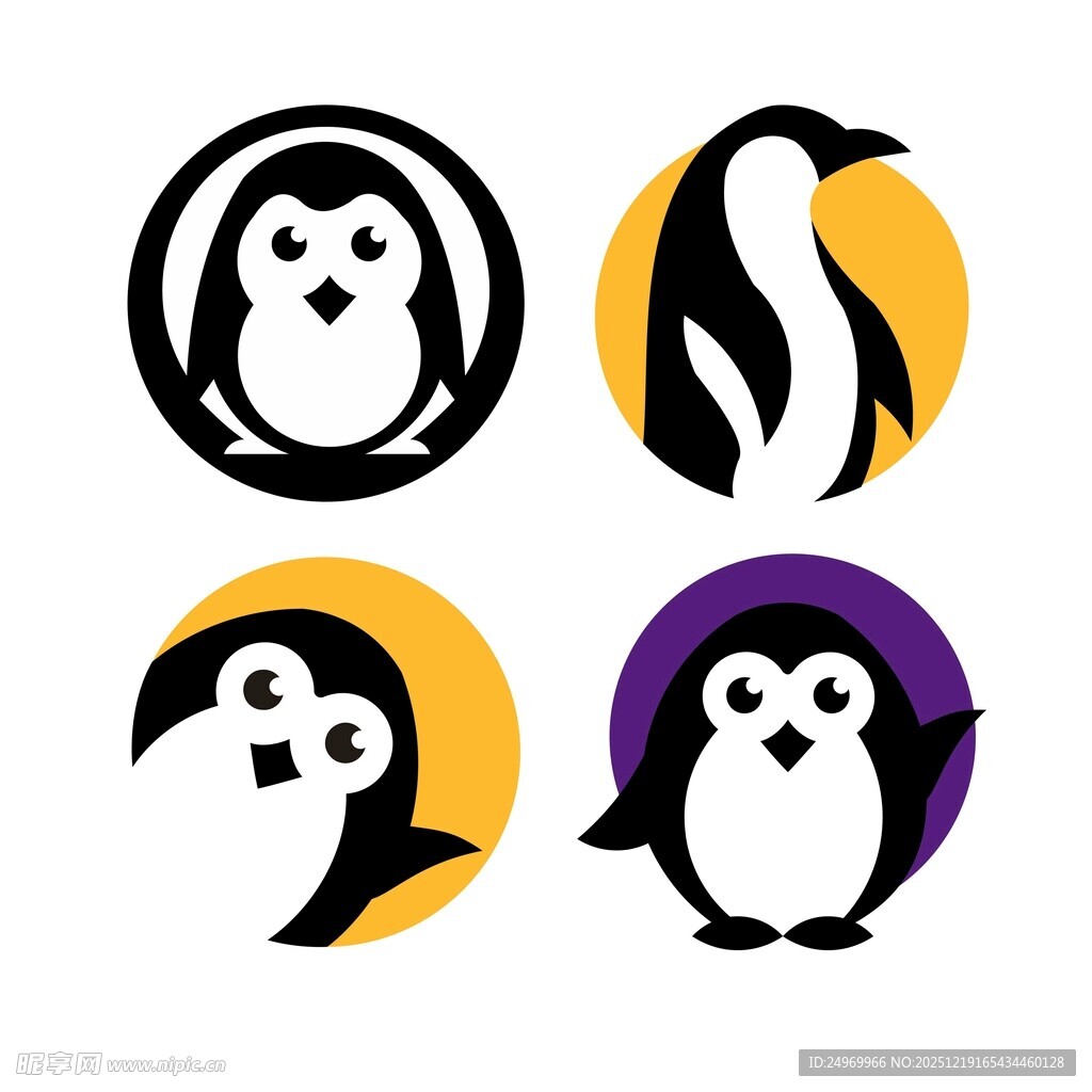 可爱企鹅图标设计集合