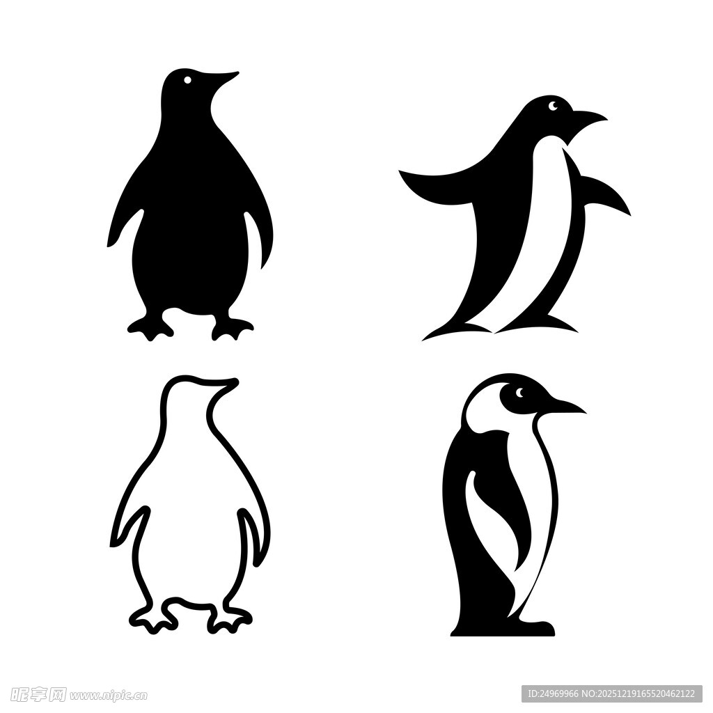 企鹅剪影图案集合