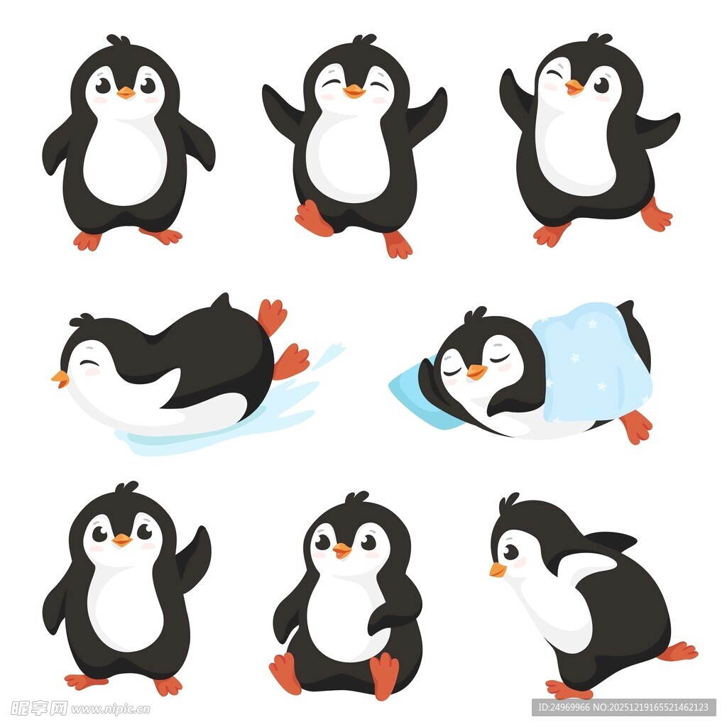 可爱企鹅的多样姿态