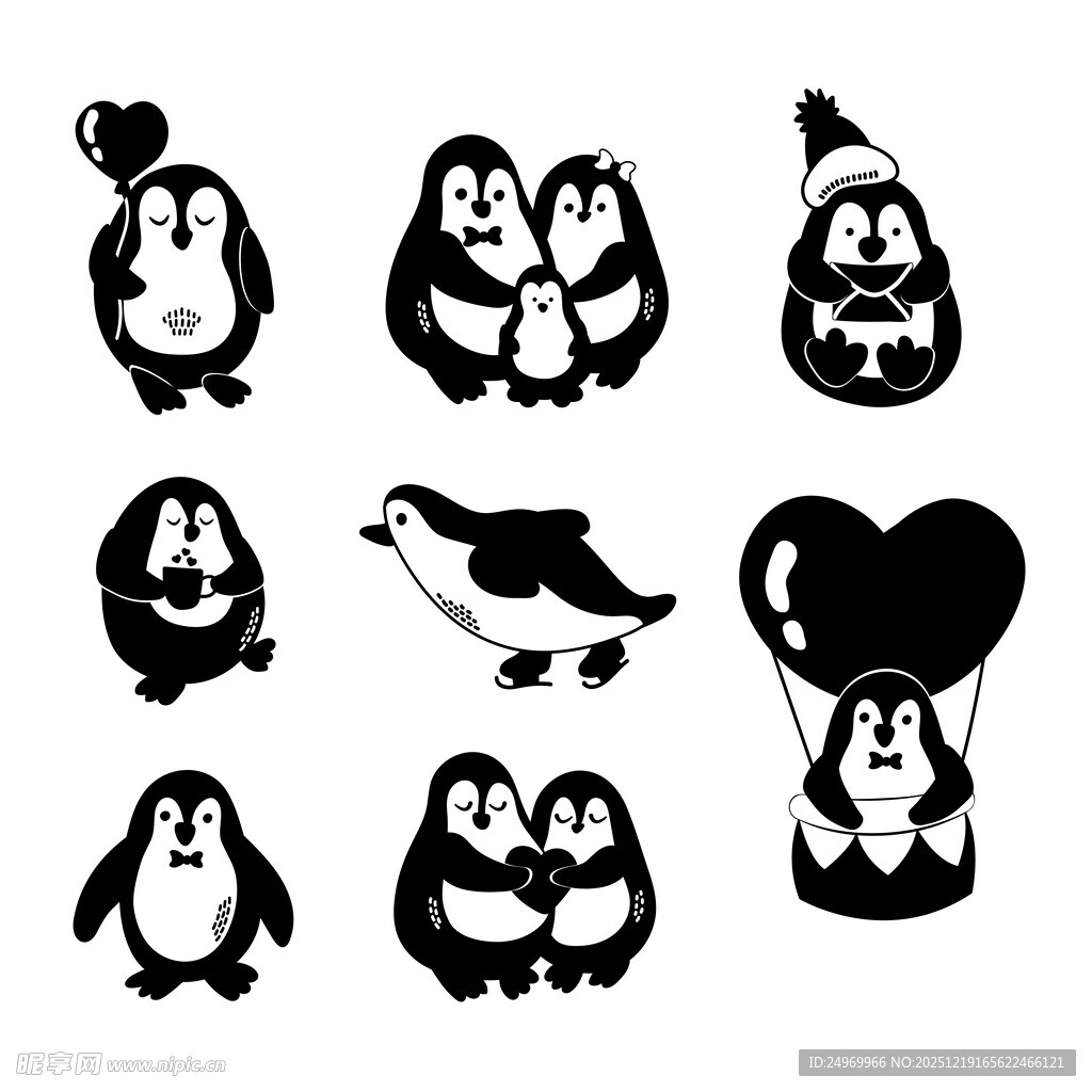 可爱企鹅卡通图案集合