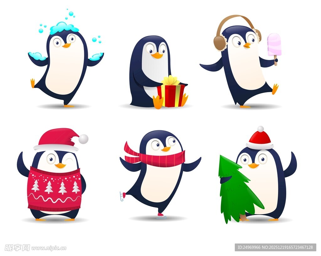 可爱企鹅欢乐过冬姿势集合