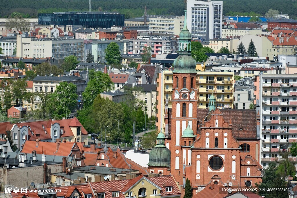 城市景观中的红顶建筑