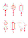 中式简约风红色灯笼图案