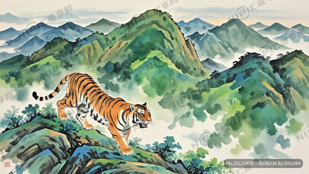 80年代的下山虎画 下山的老虎