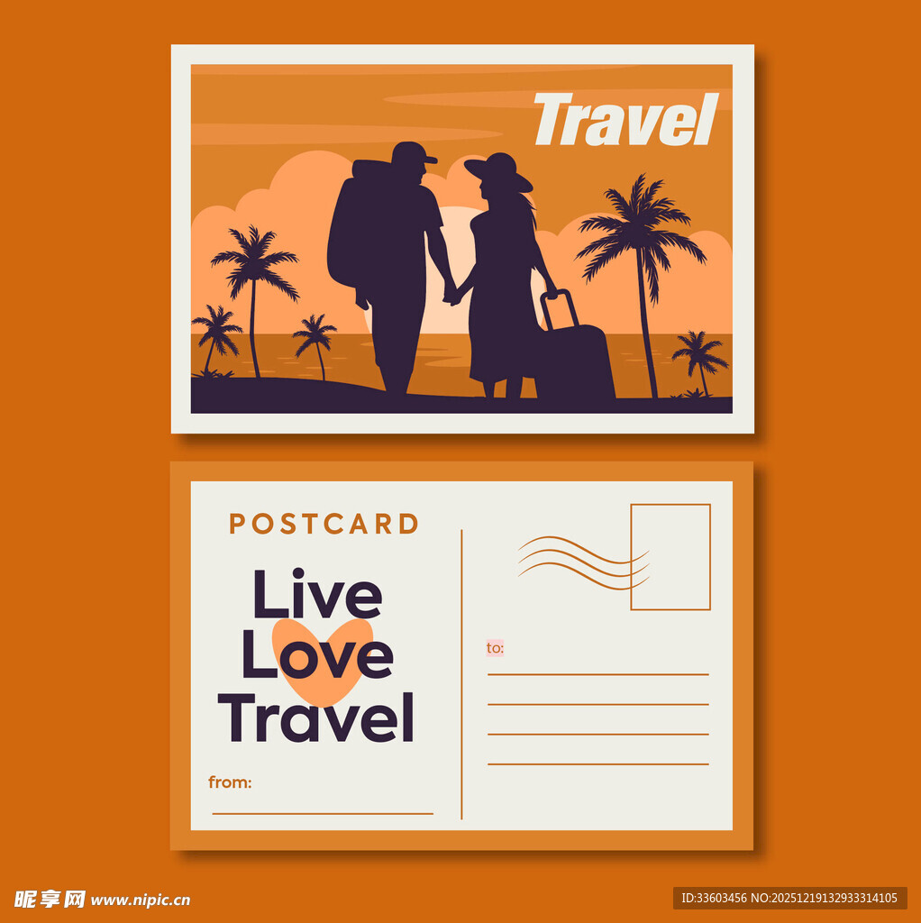 复古旅行明信片设计