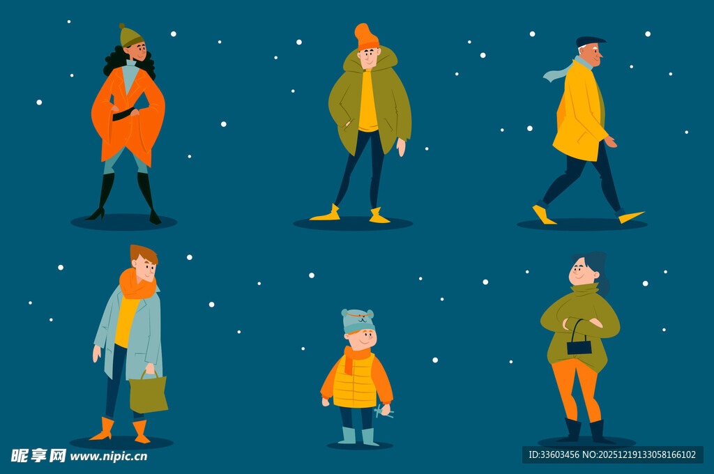 冬日时尚着装人物插画