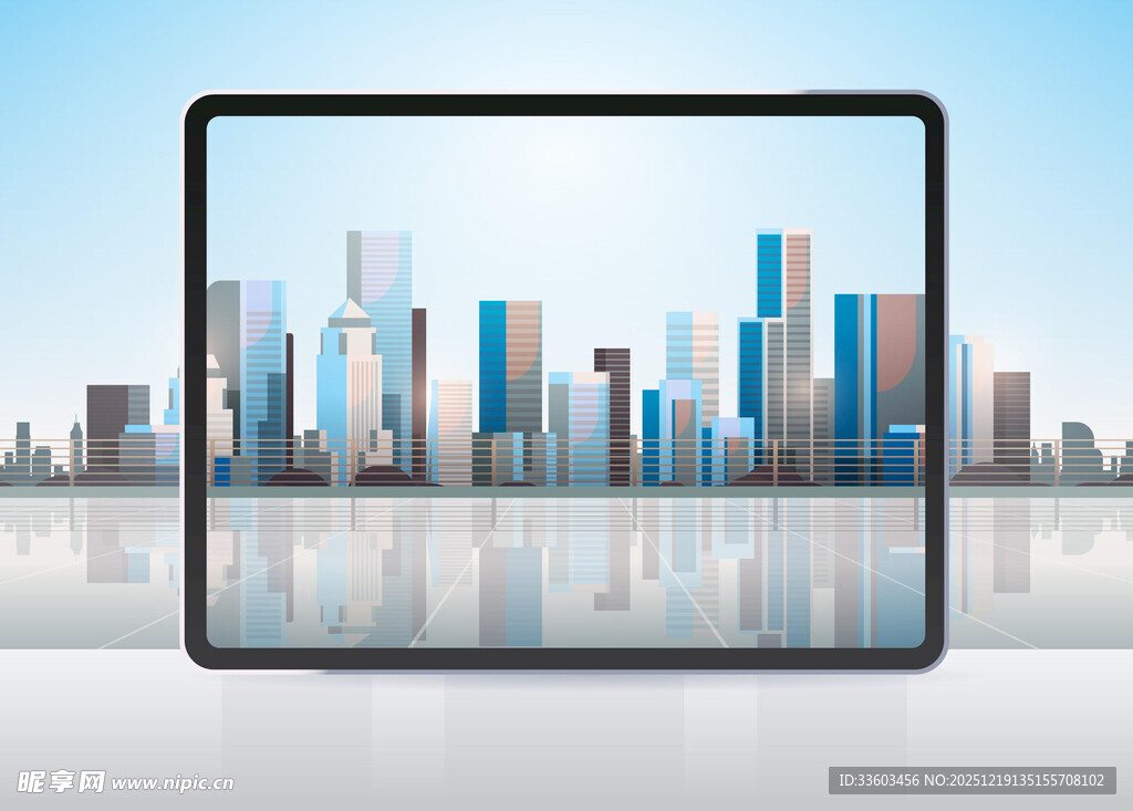 平板展示现代城市景观