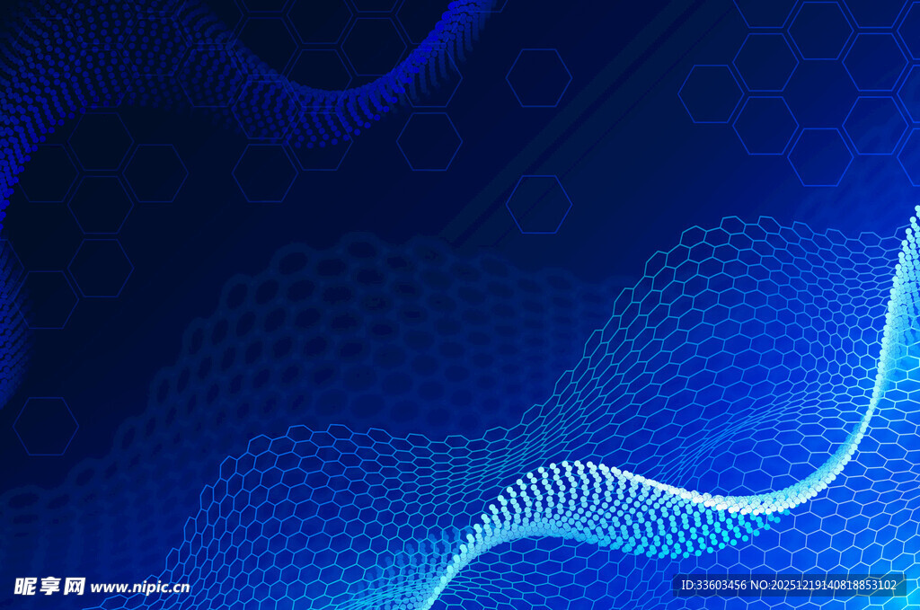 蓝色动感线条抽象背景图