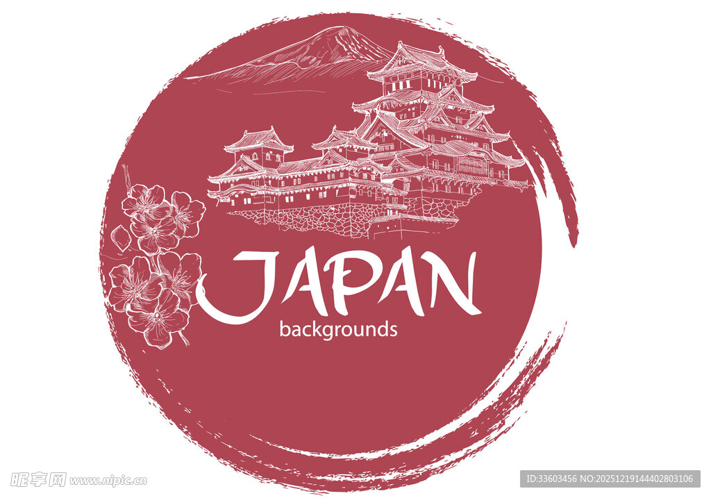 日本主题圆形标志设计