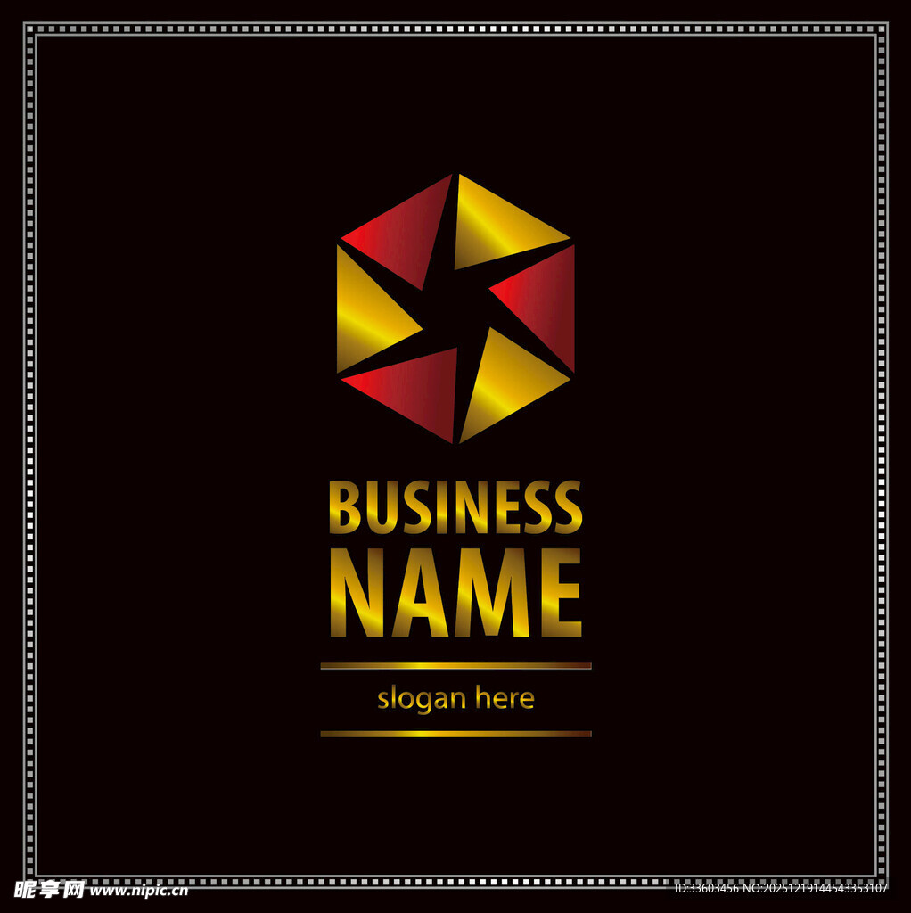 商务风格六边形标志设计