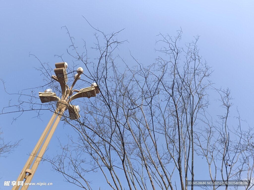 高空作业安装户外照明设备