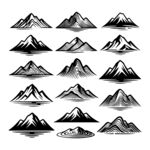 多样黑白山峰图案集合