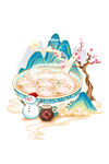 中国风冬季美食饺子雪人元素组合