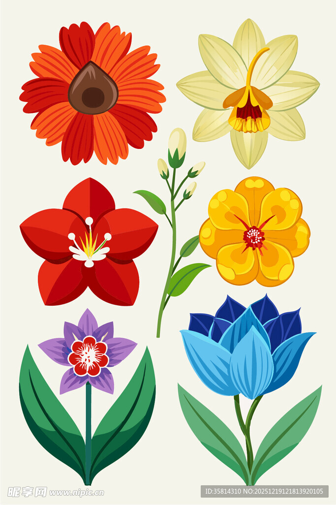 多彩手绘花卉集合
