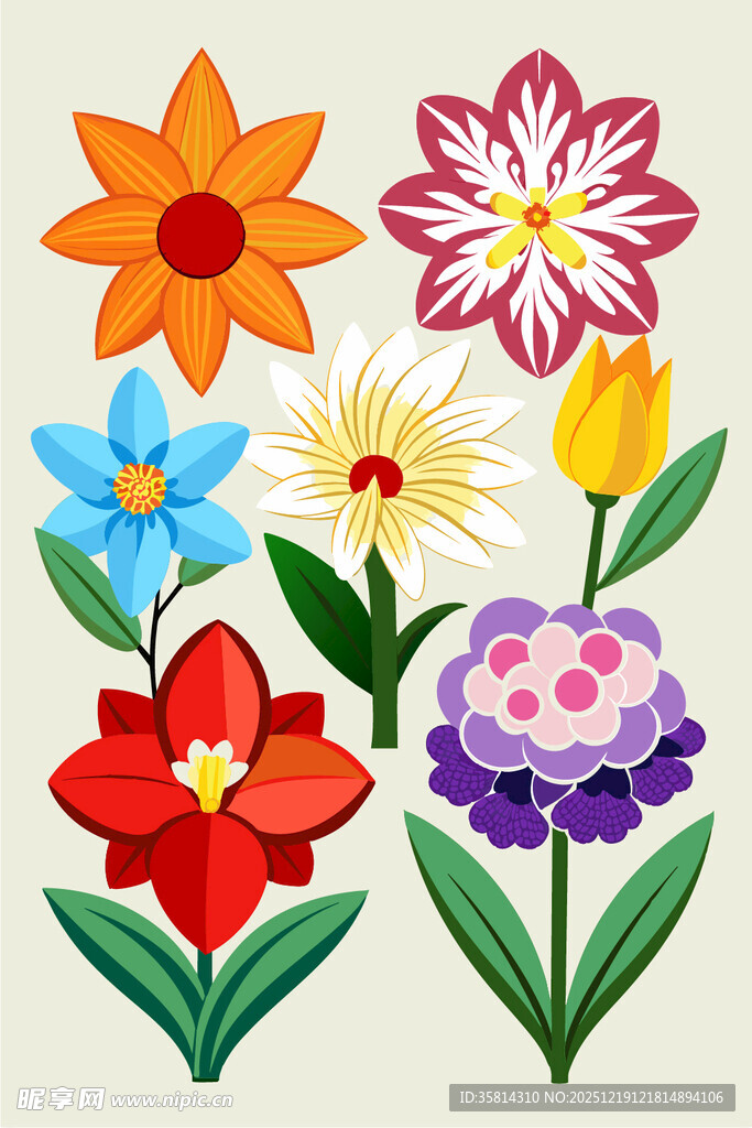 多彩花卉插画
