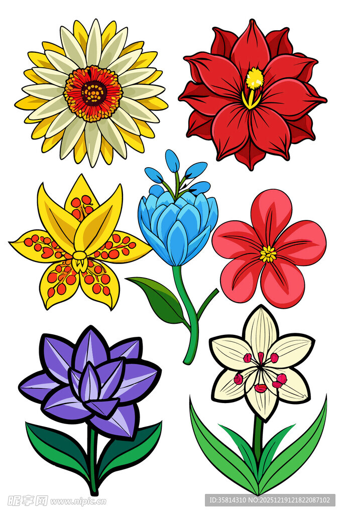 多彩手绘花卉图案集合