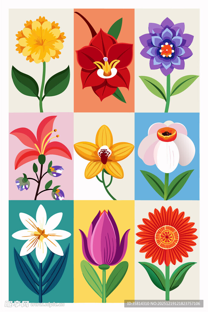 多彩花卉图案集合