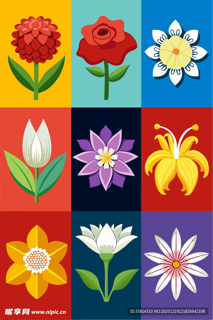 多彩花卉图案集合