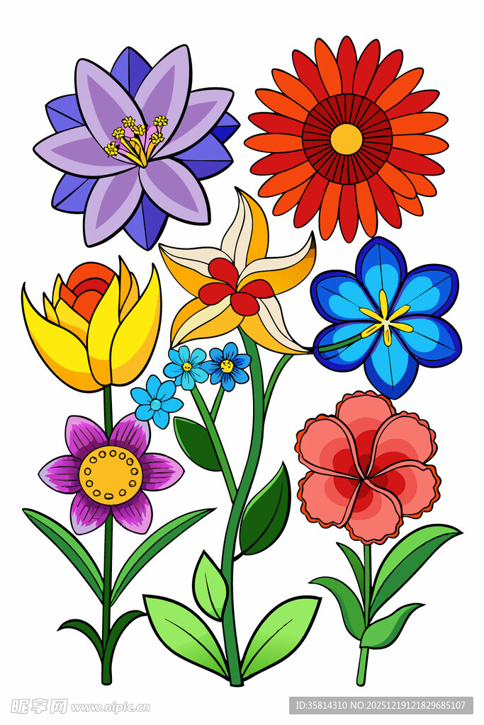 多彩花卉插画