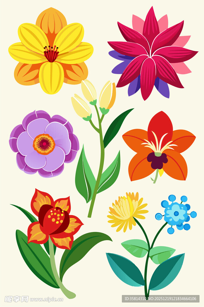 多彩手绘花卉图案