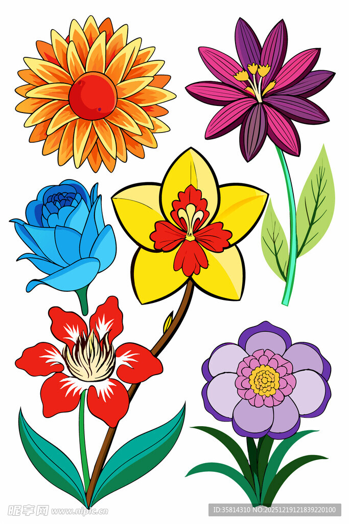 多彩手绘花卉图案集合