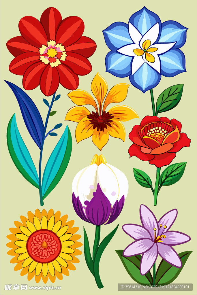 多彩花卉图案集合