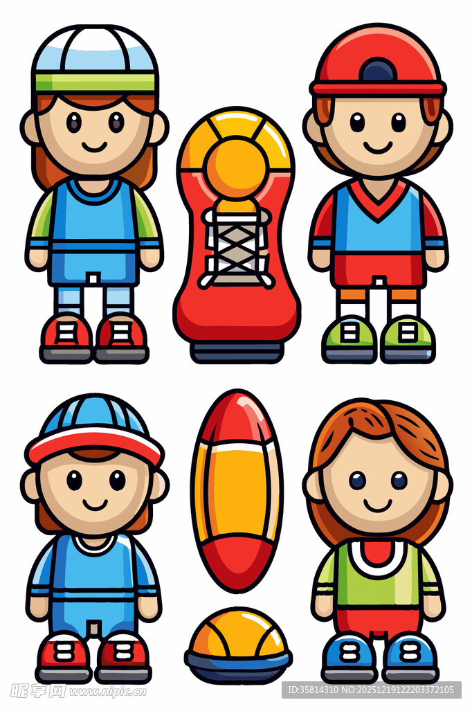 卡通运动角色与运动器材