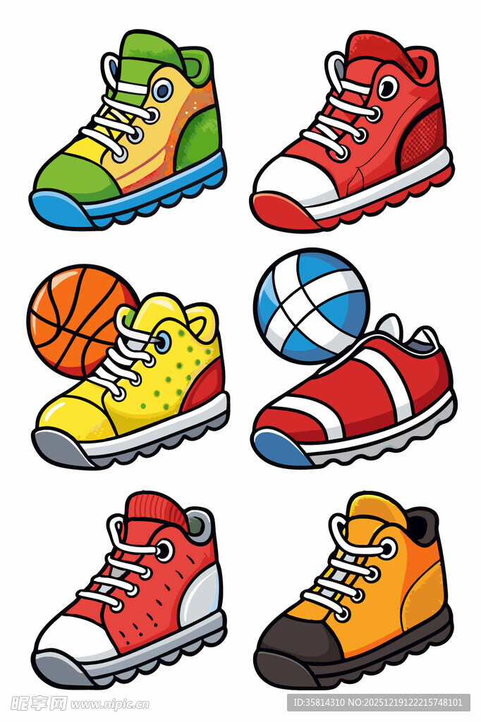 多彩运动鞋与球类组合