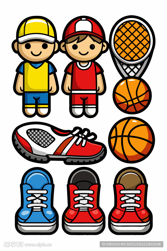 儿童运动装备与卡通人物
