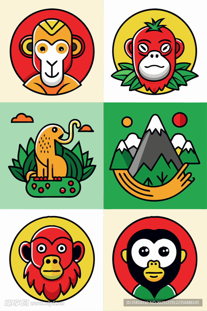 动物头像插画集合