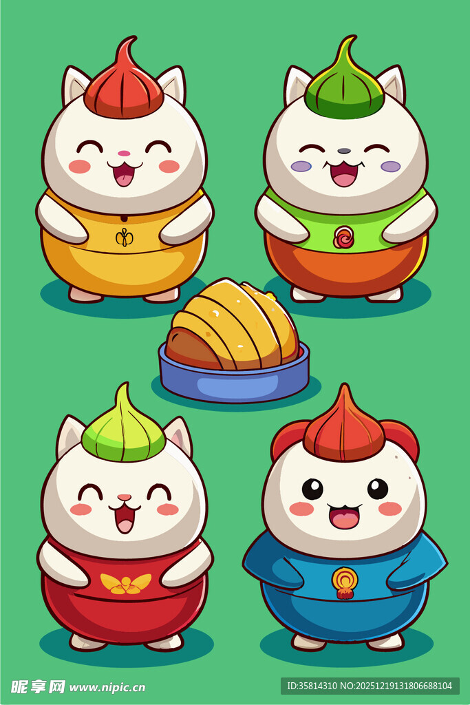 可爱日式招财猫插画形象