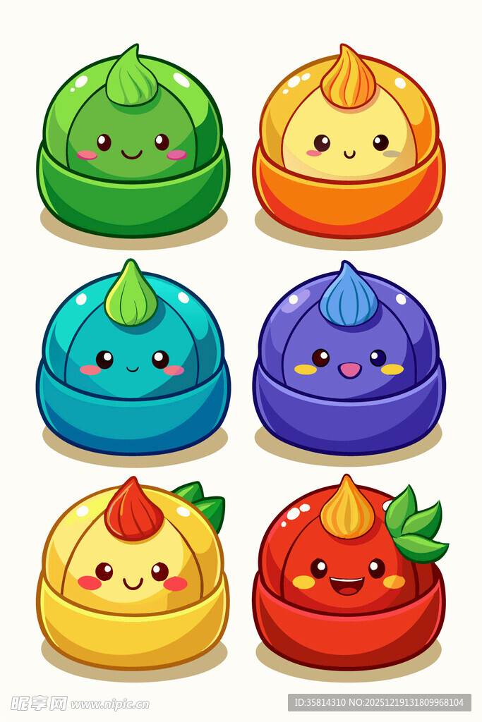 可爱多彩卡通包子形象