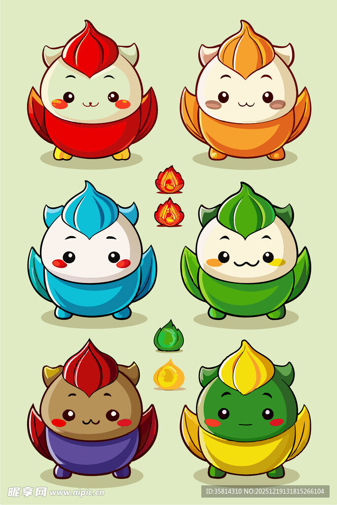 可爱拟人化小动物插画