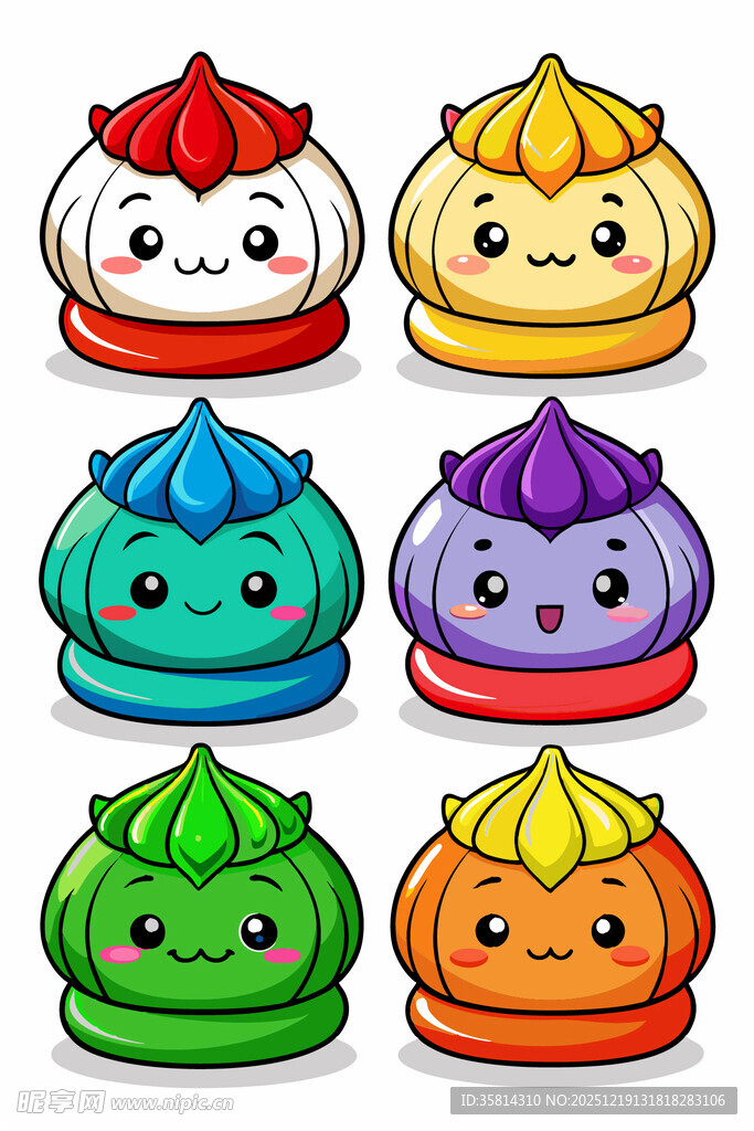 可爱多彩卡通包子形象