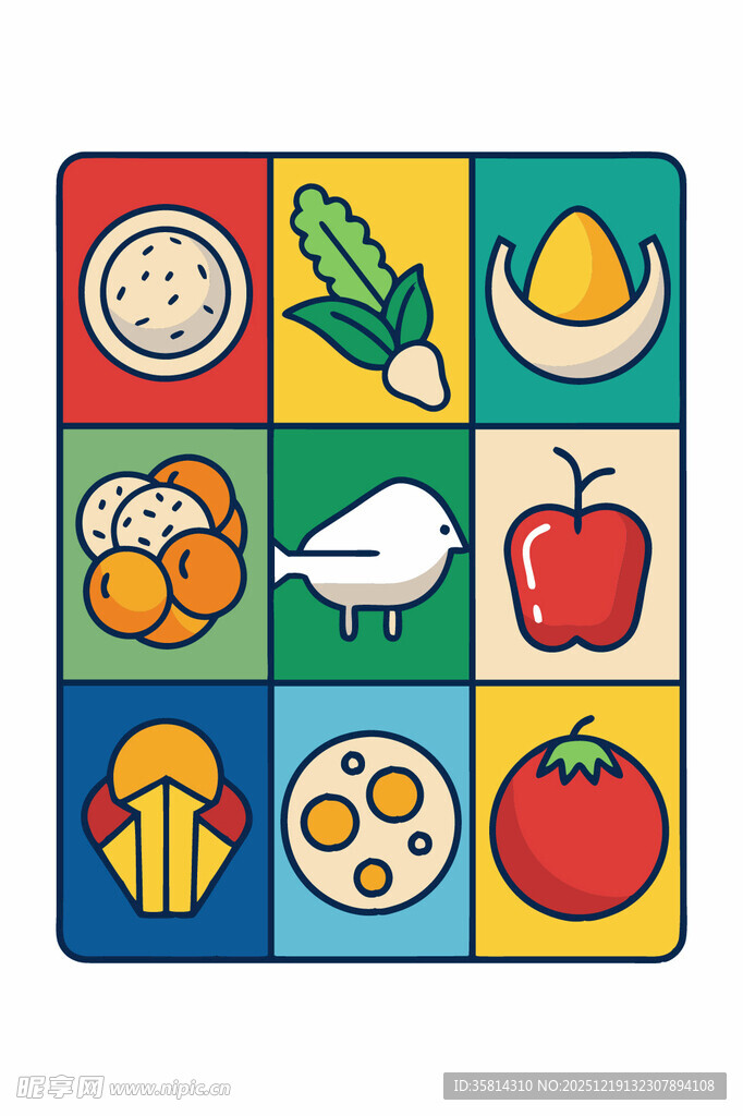 多彩食物图标集合