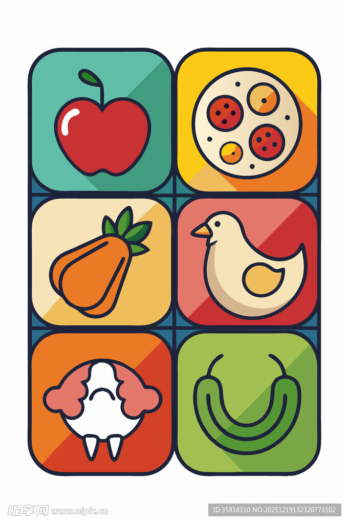 多彩食物图标集合