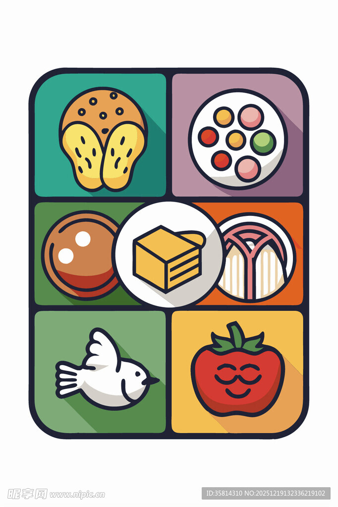 多彩食物图标集合