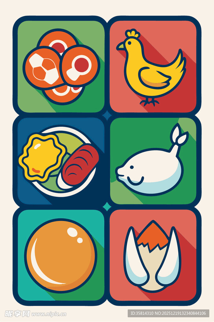 多彩禽蛋类图标集合