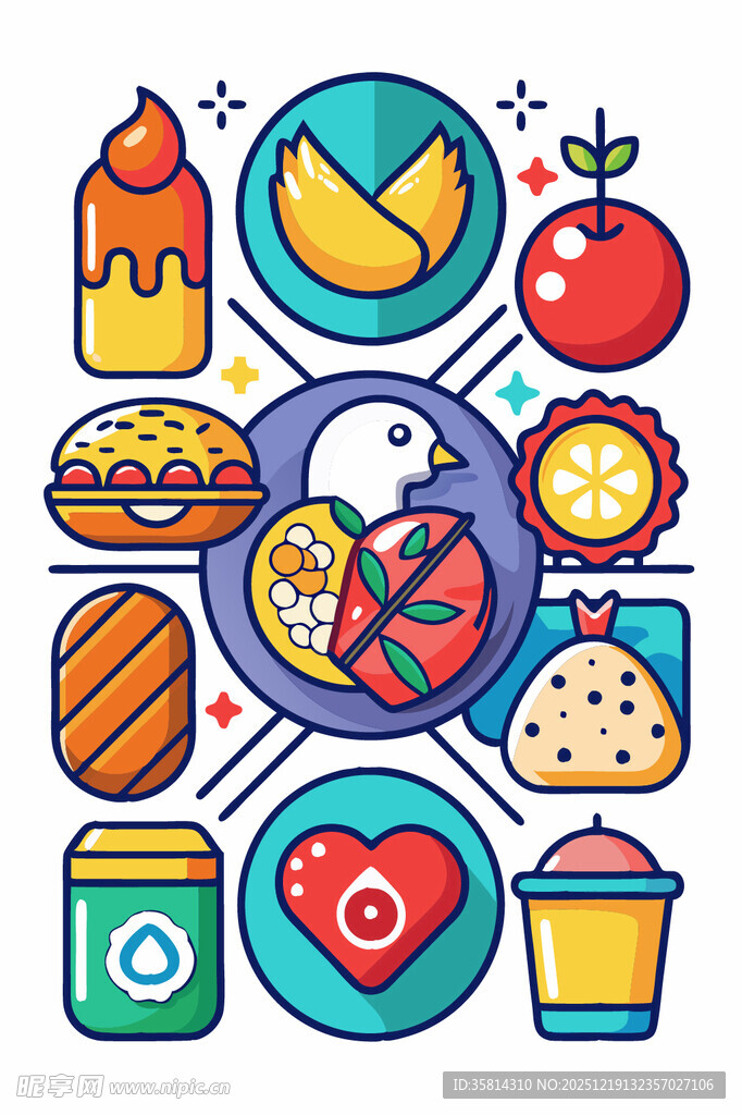多彩美食图标集合