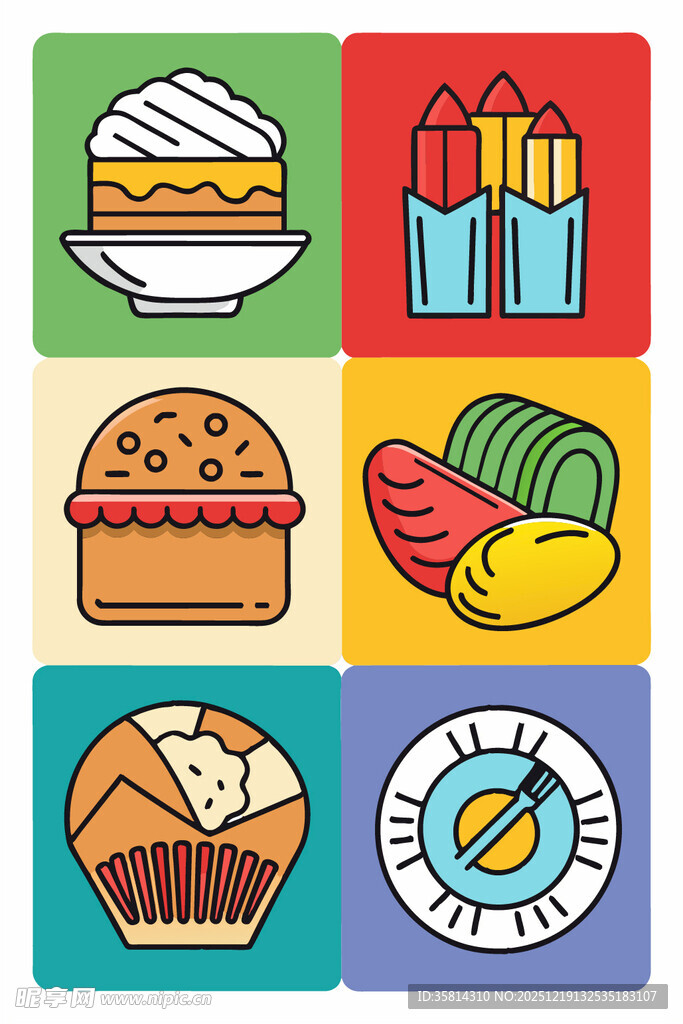 多彩美食图标集合