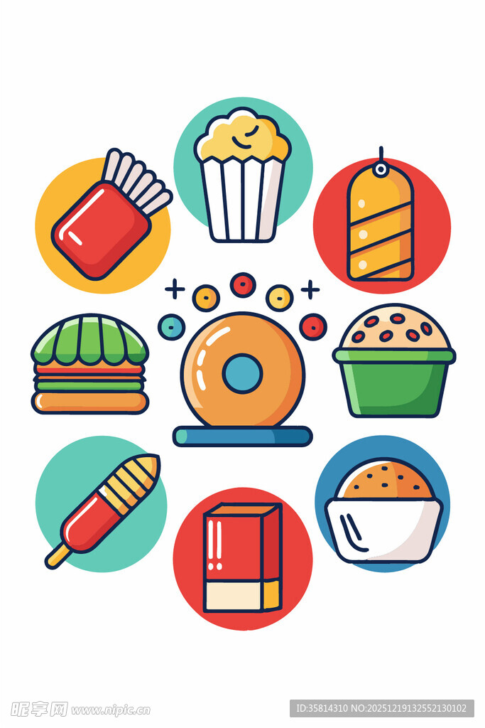 多彩美食图标集合