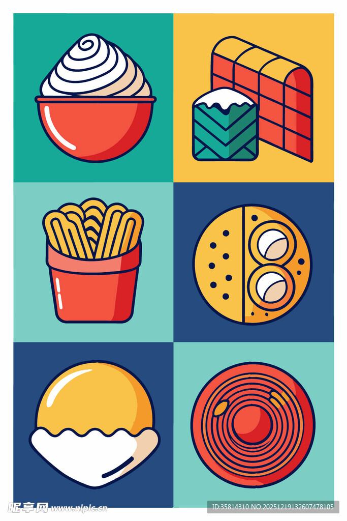 多彩美食图标集合