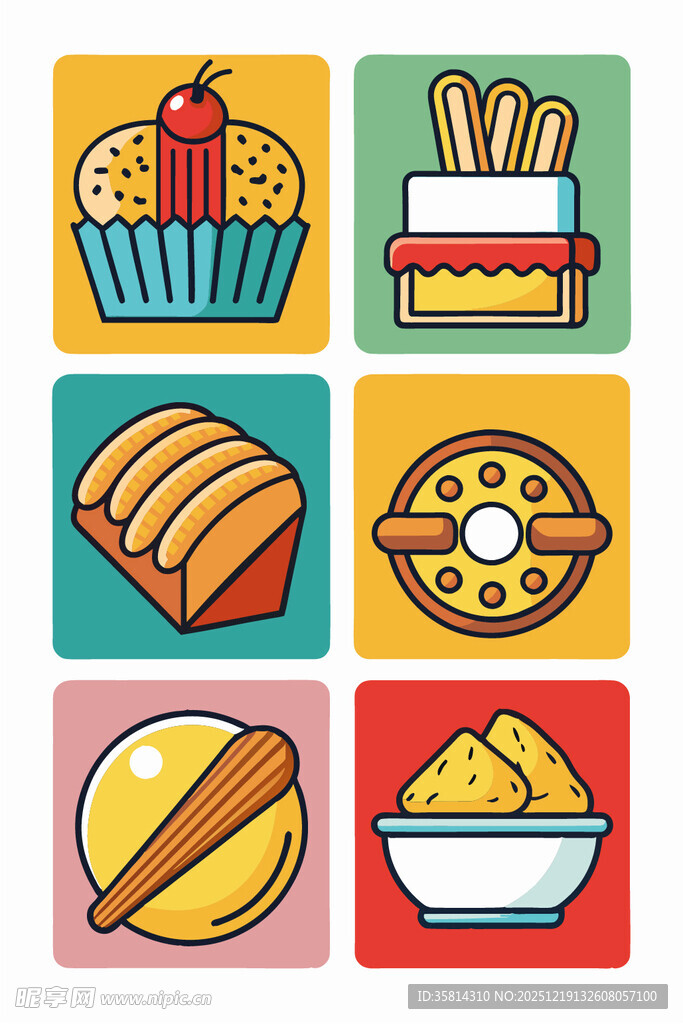 多彩美味糕点图标集合