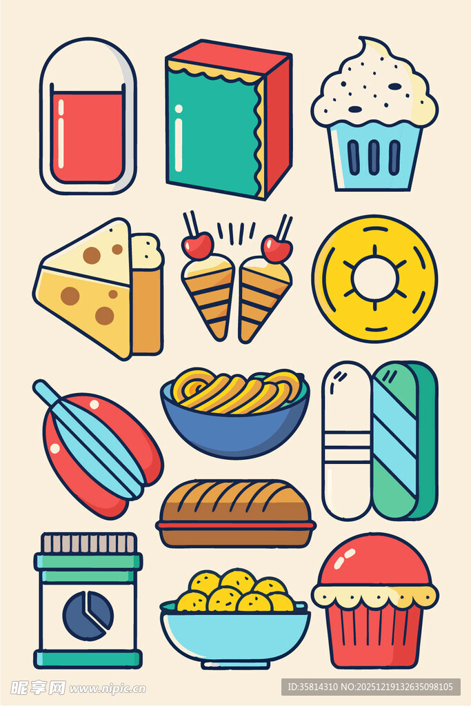 多彩食品图标集合