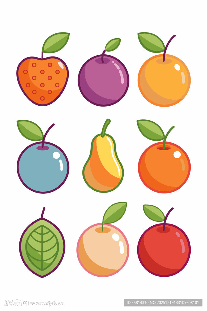多彩水果图标集合