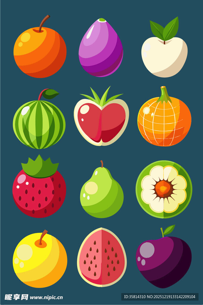 多彩缤纷的水果集合